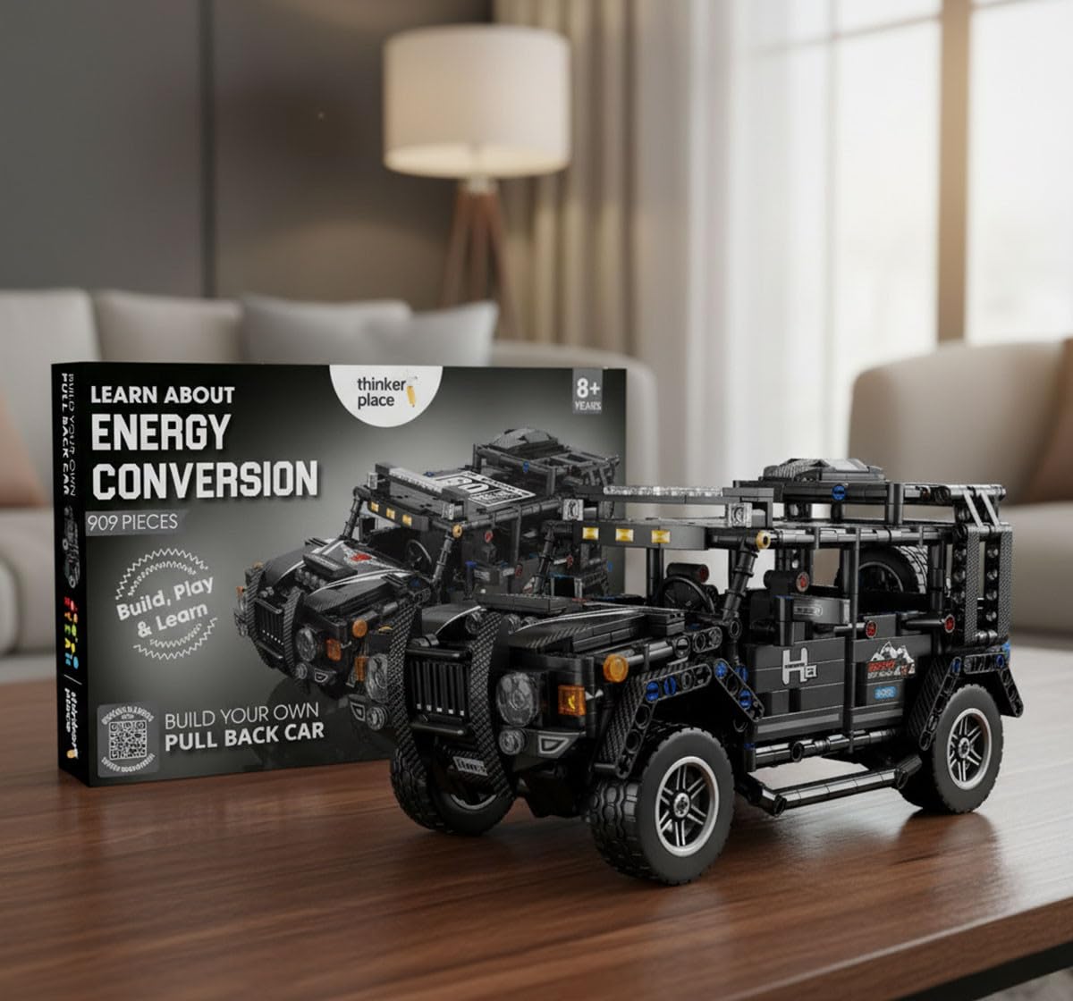1:14 DIY Blocks Pull-Back Car – Jeep | Big Pull Back Cars | STEM Learning: Learn About Energy Conversion | Educational Toy for Kids 8+
