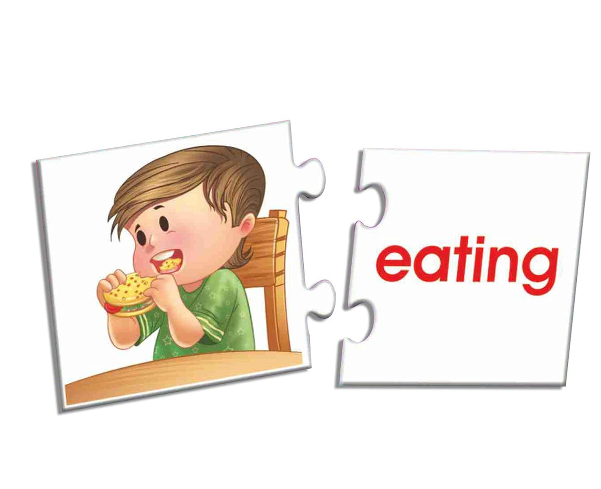 CRE0613 Story Telling 2 Card Game (Multi-Color, 12 Pieces) & CRE0687 Build A Sentence - 1 Card Game (Multi-Color, 60 Pieces) & CRE0642 Action Words Puzzle