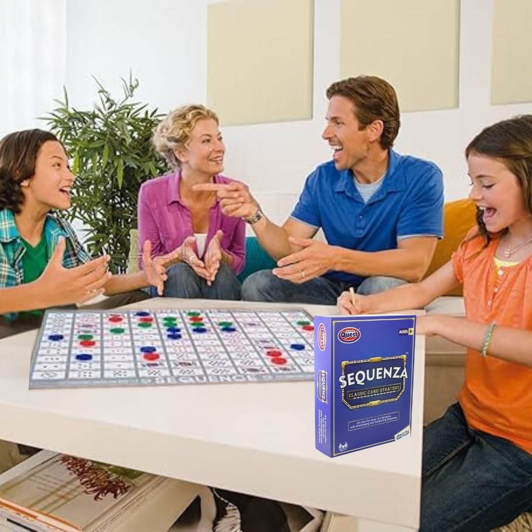 Sequenza Strategy Board Game for Kids & Families | Classic Card and Chip with Playing Cards & Tokens | Fun Sequence-Inspired Game for Parties & Game Nights