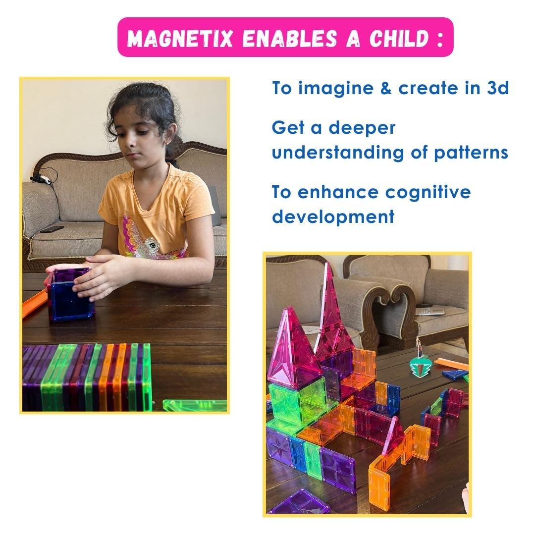 Zephyr Learning Steps - Magnetix-5, Child's First Construction Set, STEAM Educational Toy, Magnetic Construction Set, Magnetic Tiles, Magnetic Building Blocks for Boys and Girls Age 3+ - Pieces: 100