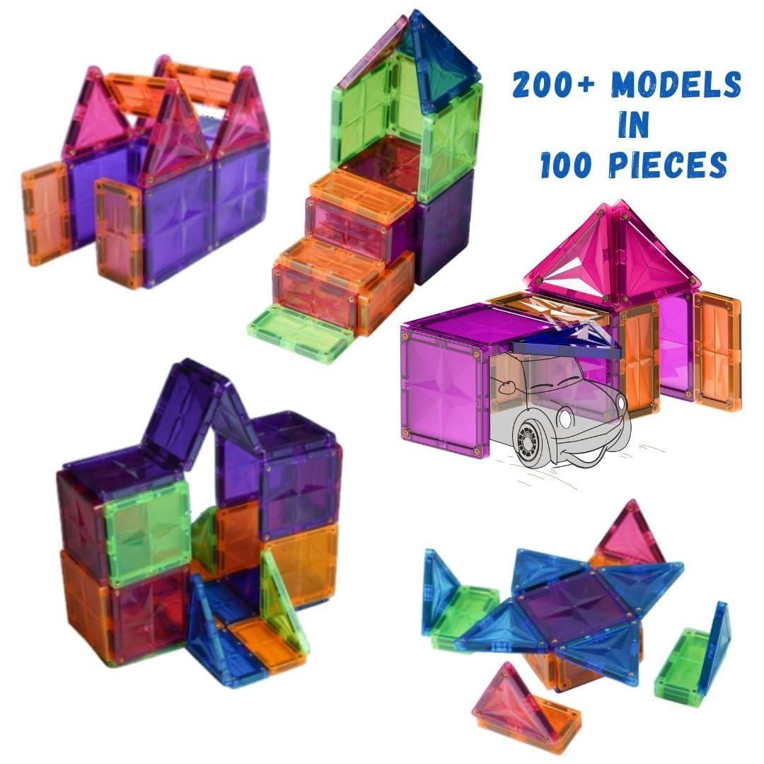 Zephyr Learning Steps - Magnetix-5, Child's First Construction Set, STEAM Educational Toy, Magnetic Construction Set, Magnetic Tiles, Magnetic Building Blocks for Boys and Girls Age 3+ - Pieces: 100