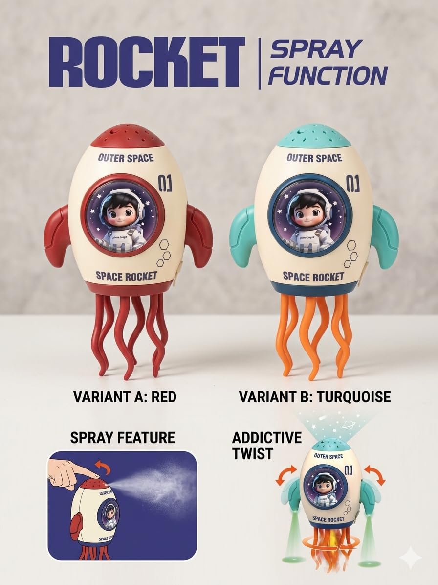 Space Rocket Toy with Mist Spray, Lights and Music for Kids