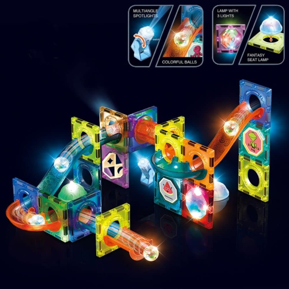 34 piece Light Magnetic Tiles- Building Blocks for Kids 3D STEAM Educational Toys, Magnetic Marble Run/Toys for Kids Age 3 +Year Old Boys Girls Creative Gift (34 Pcs Magnetic Tiles)