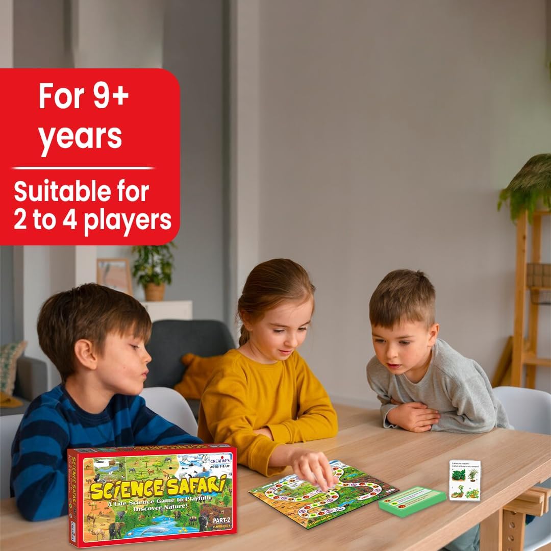 Creative's Science Safari Part 2, Board Game, Animals Plants Habitats, Life Science Quiz, 540 Questions, Ages 9 and Up, 2–4 Players, Nature STEM Game