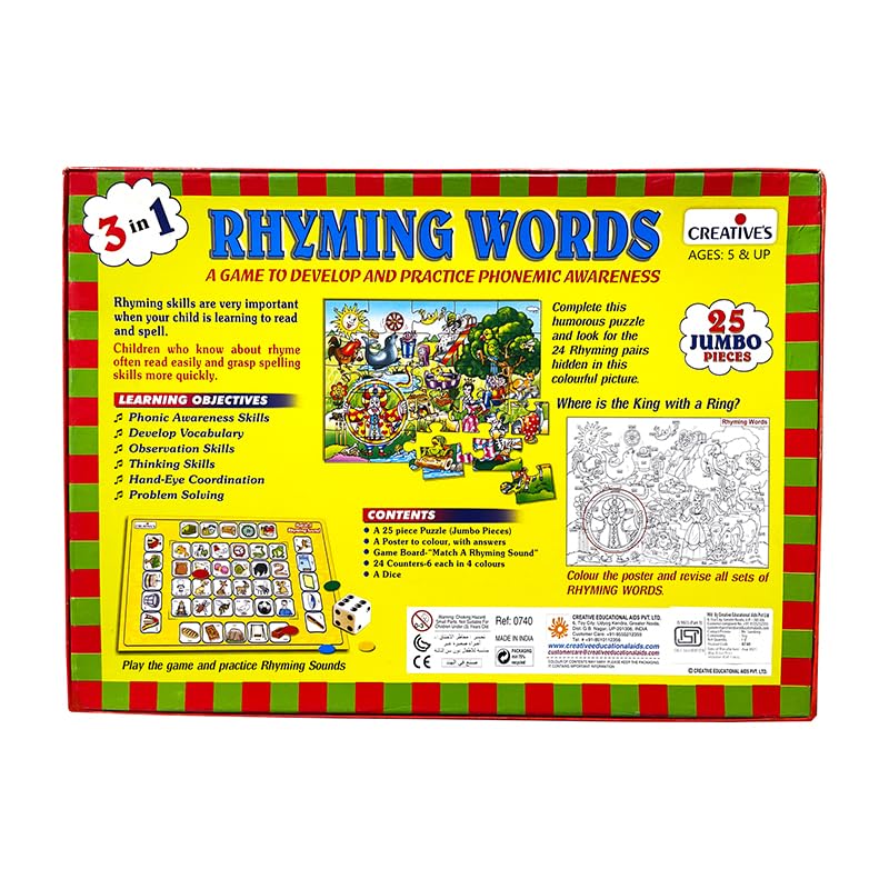 Creative's Combo Pack of 2 Box | Alphabet 3 in1 & Rhyming Words 3in1 | Early Learning | Alphabet & Rhyming Words Puzzles Game |Educational Games | Vocabulary Games | Gift Pack for Ages 3 & up