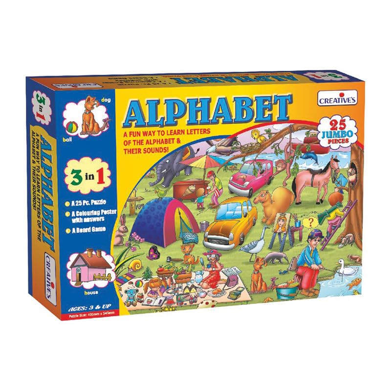 Creative's Combo Pack of 2 Box | Alphabet 3 in1 & Rhyming Words 3in1 | Early Learning | Alphabet & Rhyming Words Puzzles Game |Educational Games | Vocabulary Games | Gift Pack for Ages 3 & up