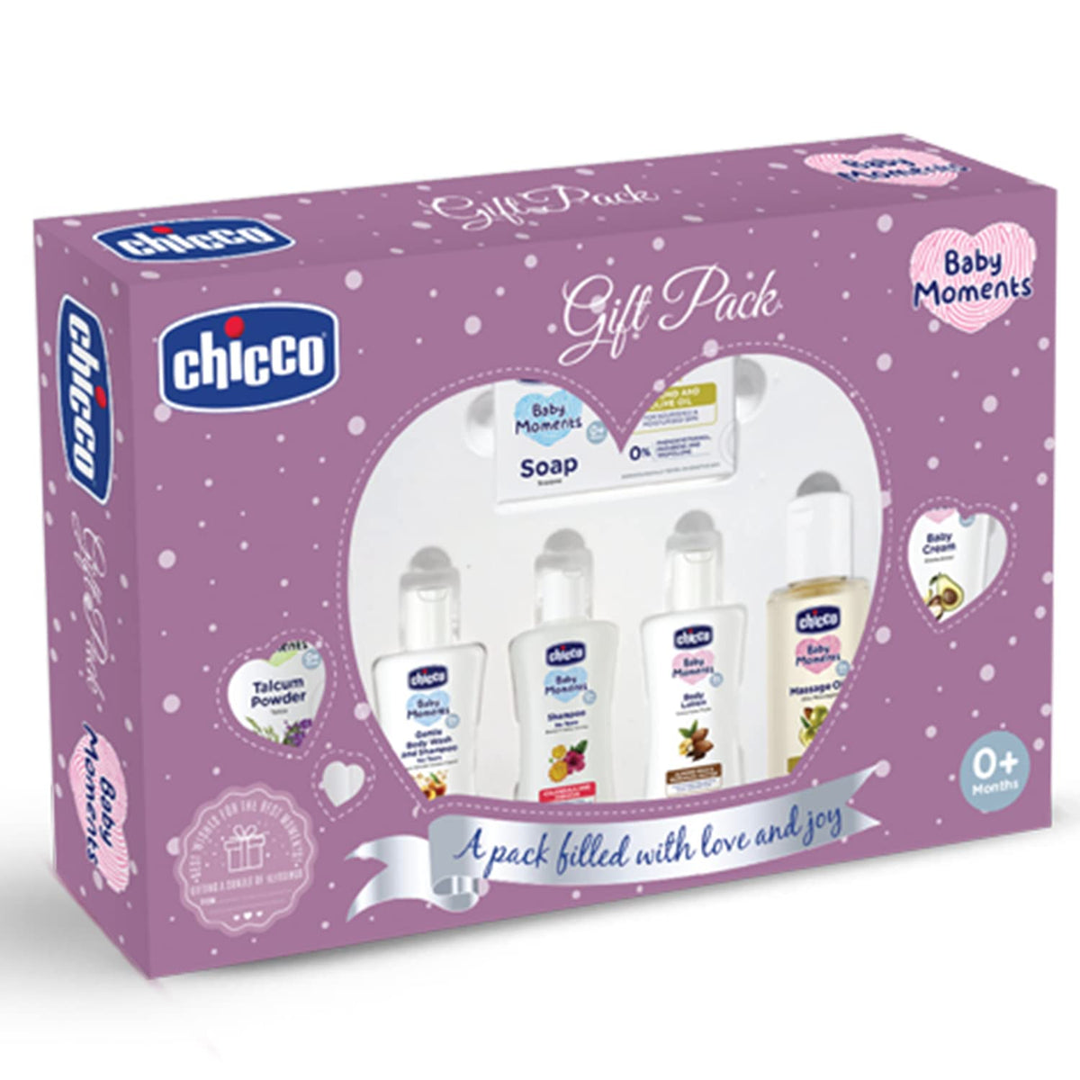 Chicco Baby Moments Caring Set Purple, Gift Set for Babies, 0+ Months