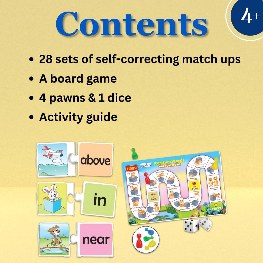 Creative's Position Words | Self-correcting Match-ups Puzzles | Board Game for kids | Learning & Educational Fun Game | Reinforce Basic Prepositions | Fun Learning Boards Game | Ages 8 & Up