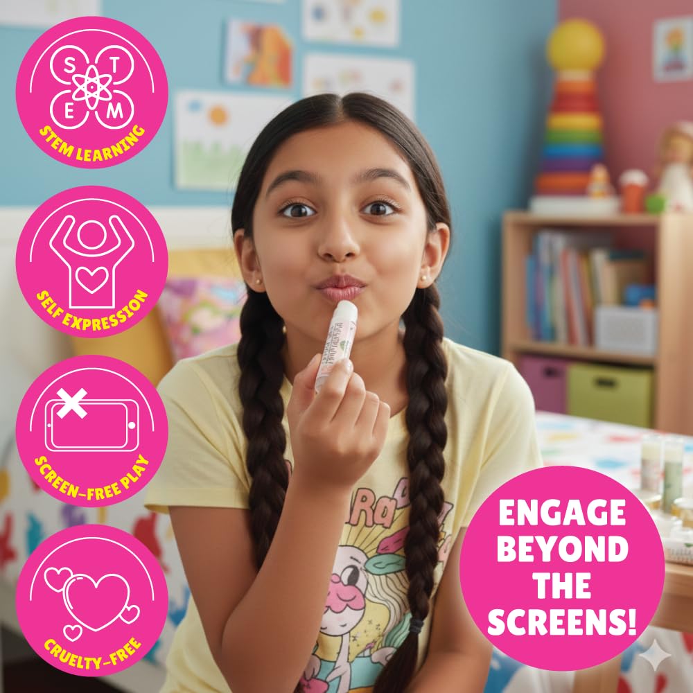Kalakaram DIY Lip Balm Making Kit - Make 15 Lip Balms with Shea & Kukum Butter, Beeswax, Vitamin E Oil, Grapeseed & Essential Oils, DIY Activity Kit for Kids & Craft Kit for Girls 9-12