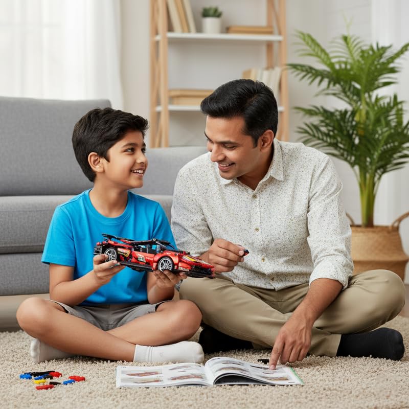 1:18 DIY Blocks Pull-Back Car – Red | Big Pull Back Cars | STEM Learning: Learn About Energy Conversion | Educational Toy for Kids 8+