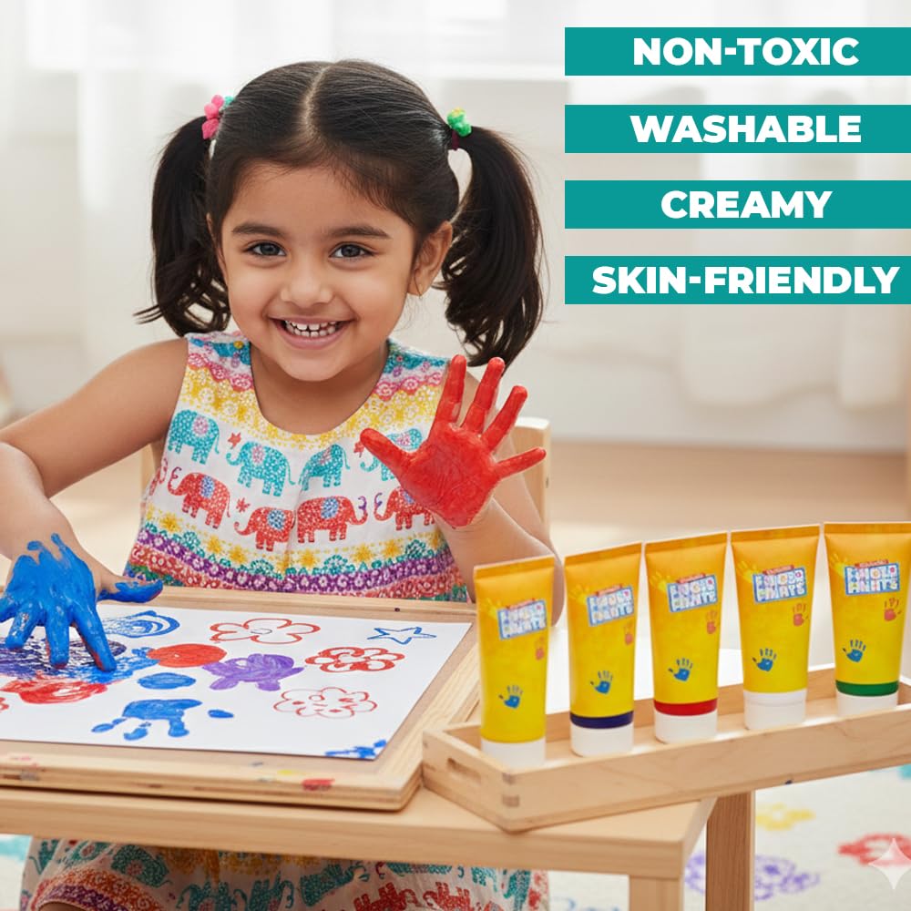 TOYKRAFTT My Little Picasso Finger Painting Kit for Kids 2-5 Years | Non Toxic Child Safe Colours Art Set - DIY Craft Activity Gift for Boys & Girls, Washable Paints & Mess Free Fun