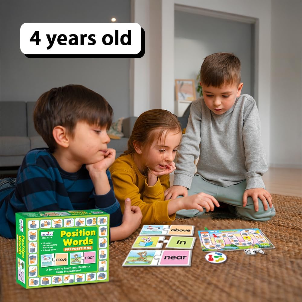 Creative's Position Words | Self-correcting Match-ups Puzzles | Board Game for kids | Learning & Educational Fun Game | Reinforce Basic Prepositions | Fun Learning Boards Game | Ages 8 & Up