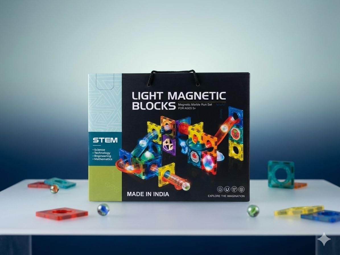 34 piece Light Magnetic Tiles- Building Blocks for Kids 3D STEAM Educational Toys, Magnetic Marble Run/Toys for Kids Age 3 +Year Old Boys Girls Creative Gift (34 Pcs Magnetic Tiles)