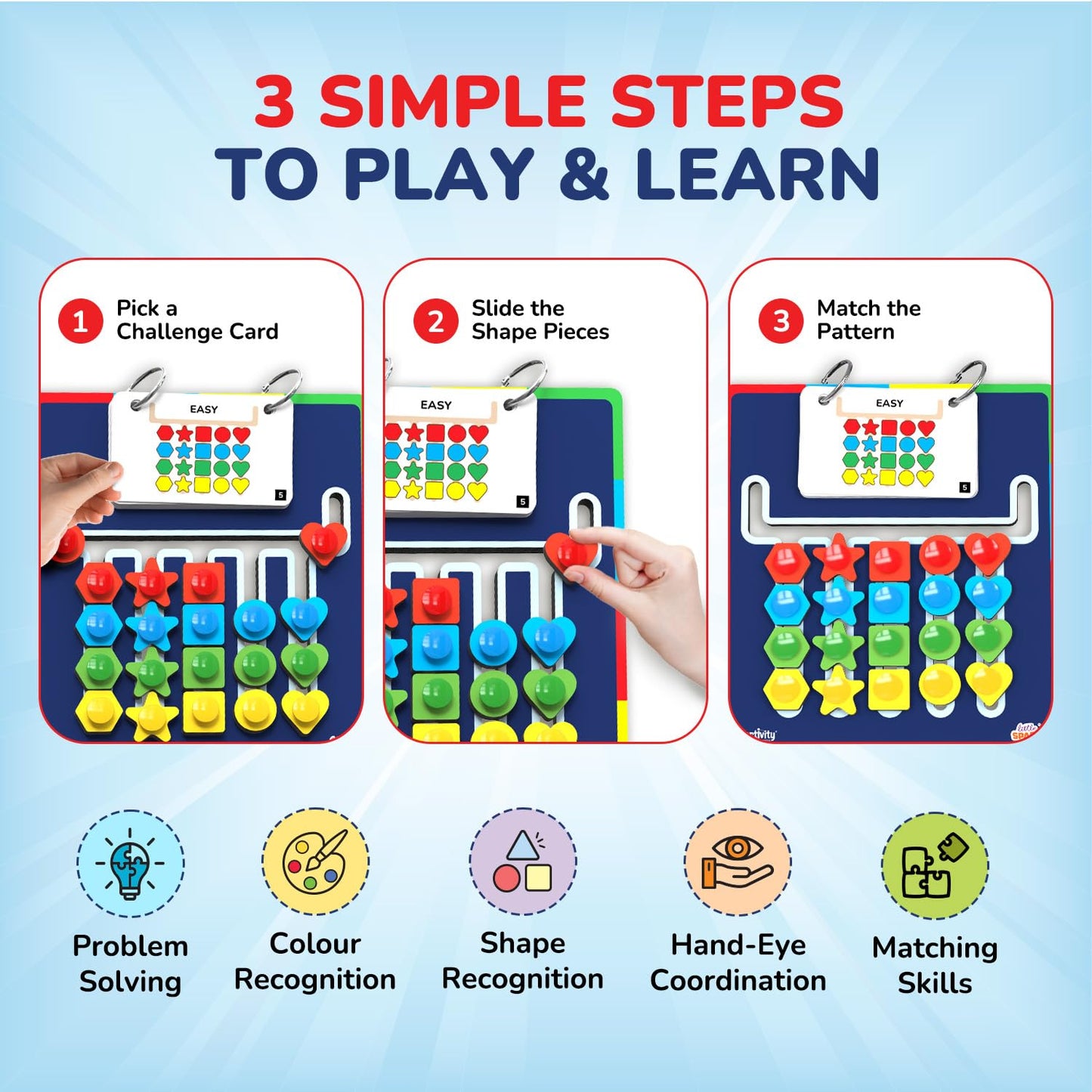 Smartivity Shape Coder Puzzle Toy for Kids 6-12 Years | 15 Challenge Cards, 5 Columns & Colored Shapes | Builds Logic & Colour Matching | Travel-Friendly Educational Gift