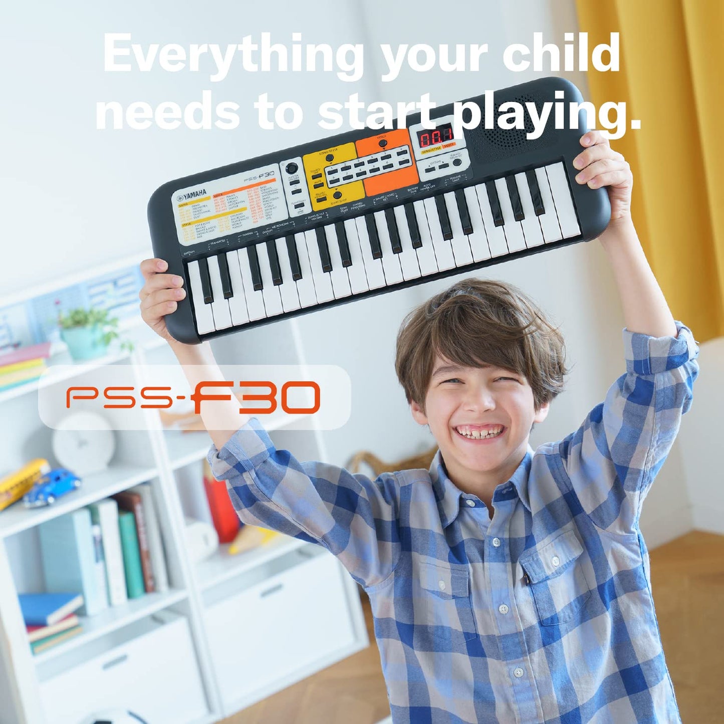 Yamaha PSS-F30 Portable Mini Keyboard – 37 Keys, Black, Built-in Rhythms, Songs & Smart Chord, Lightweight & Compact, Ideal for Kids & Beginner Musicians