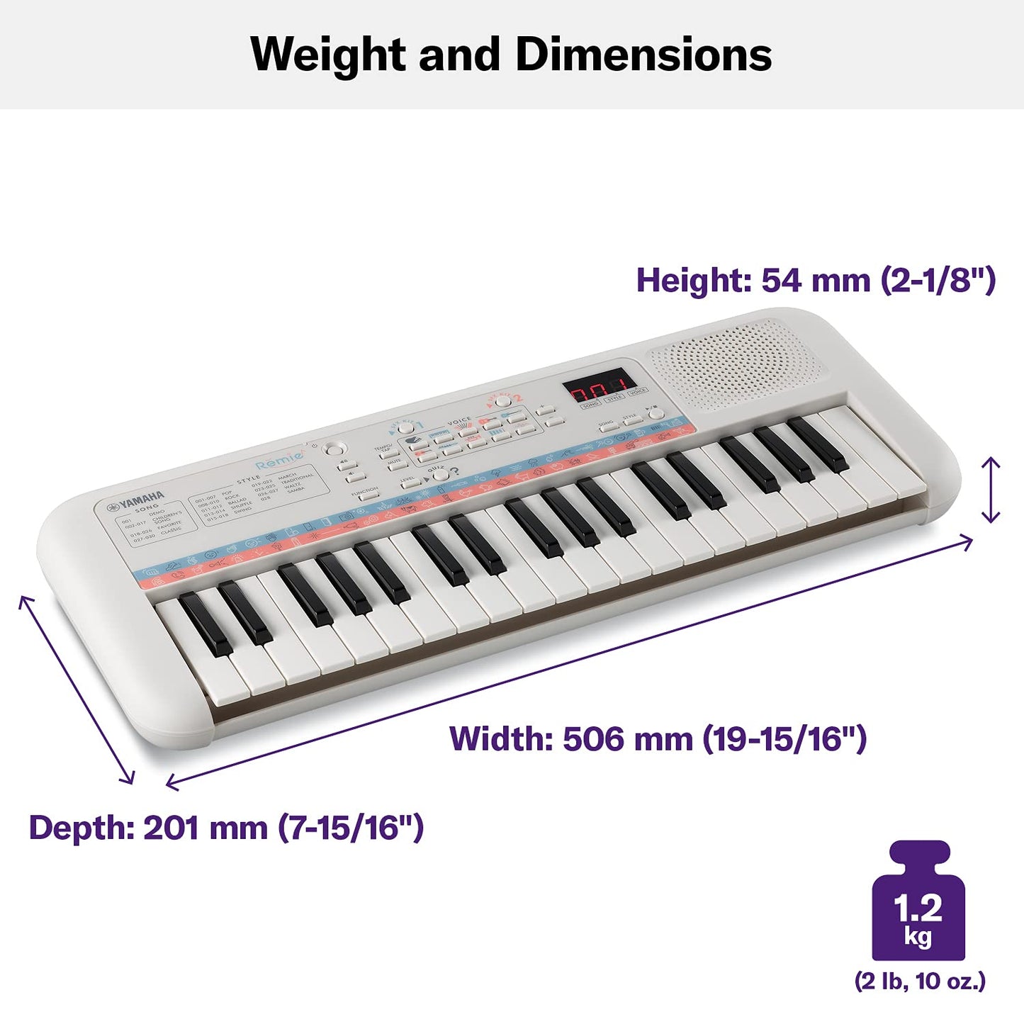 Yamaha PSS-E30 Remie Portable Mini Keyboard – 37 Keys, White, Built-in Songs, Sound Effects & Quiz Mode, Lightweight, Ideal for Kids & Early Learners