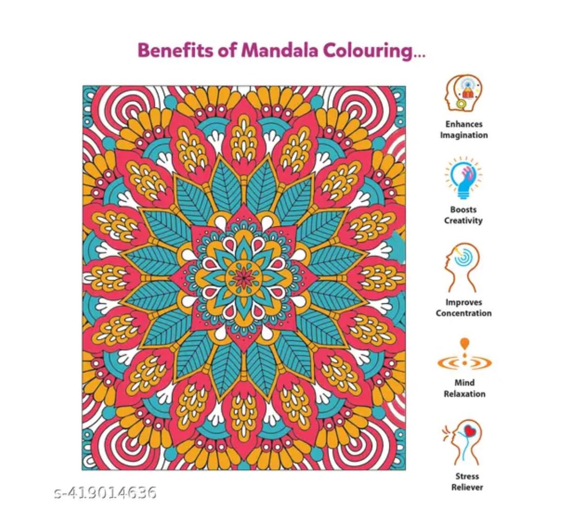 Little Berry Mandala Art Junior Colouring Kit, 5-9 Years, 12 Sheets, 12 Sketch Pens, 2 Wooden Bases
