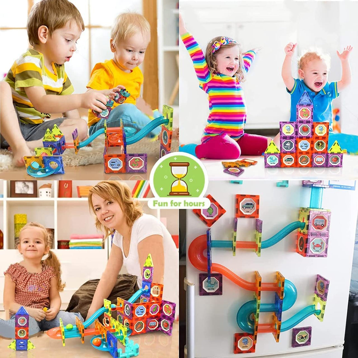 34 piece Light Magnetic Tiles- Building Blocks for Kids 3D STEAM Educational Toys, Magnetic Marble Run/Toys for Kids Age 3 +Year Old Boys Girls Creative Gift (34 Pcs Magnetic Tiles)