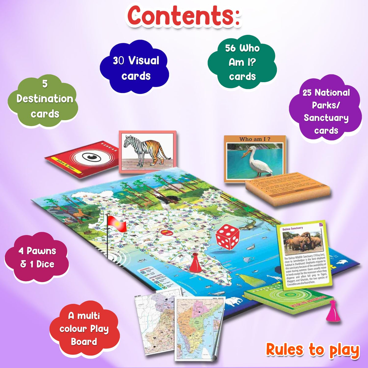 Creative’s Indian Wildlife Adventure, Educational Board Games for Kids, Learn India’s Animals, National Parks & Wildlife Sanctuaries, Educational Geography & GK Family Game, 2–4 Players, Age 8+