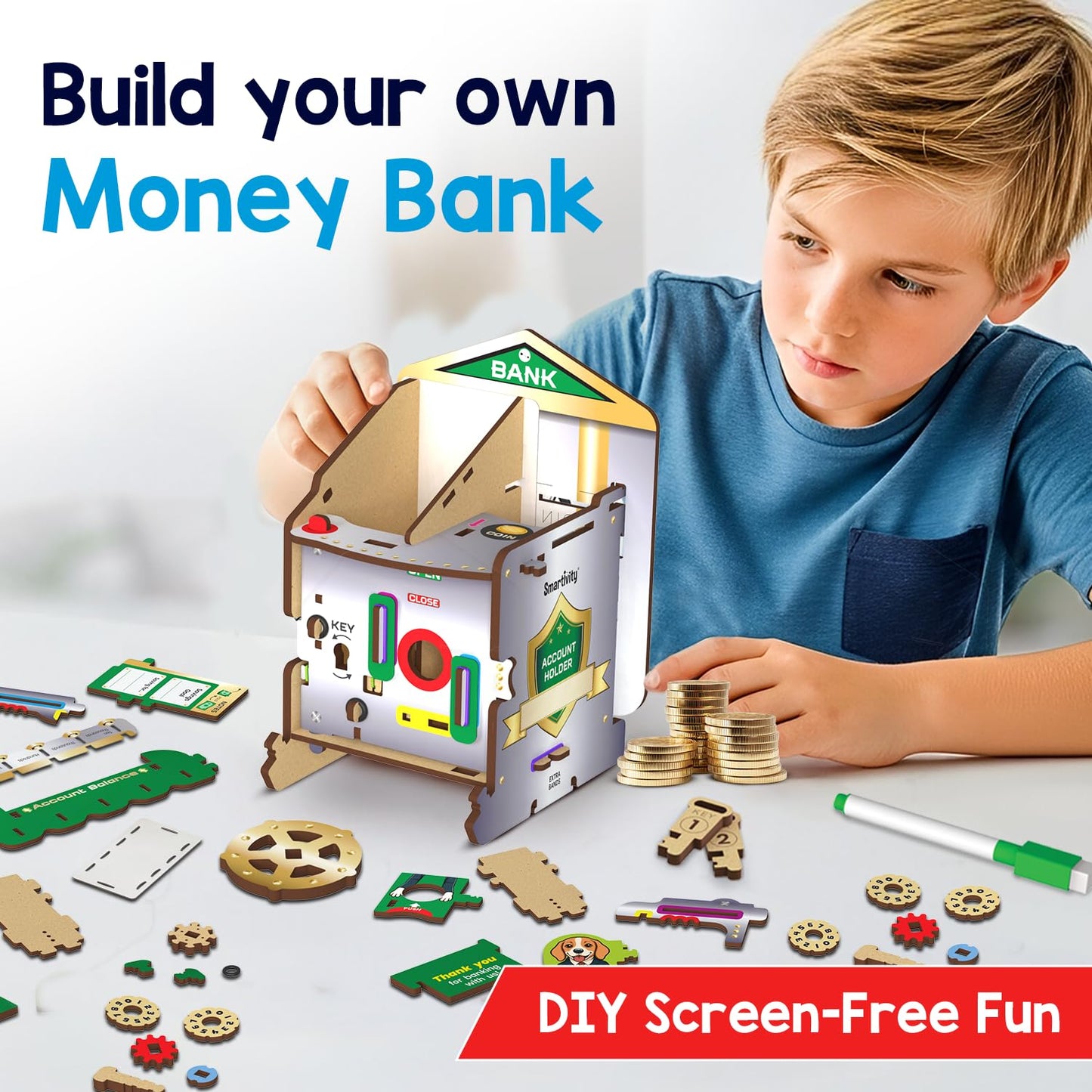 Smartivity DIY Piggy & Money Bank for Kids 6-12 Years | Smart Locking System with 2 Keys | Builds Savings Skills | Birthday Gift for Boys & Girls Ages 6-12 Years
