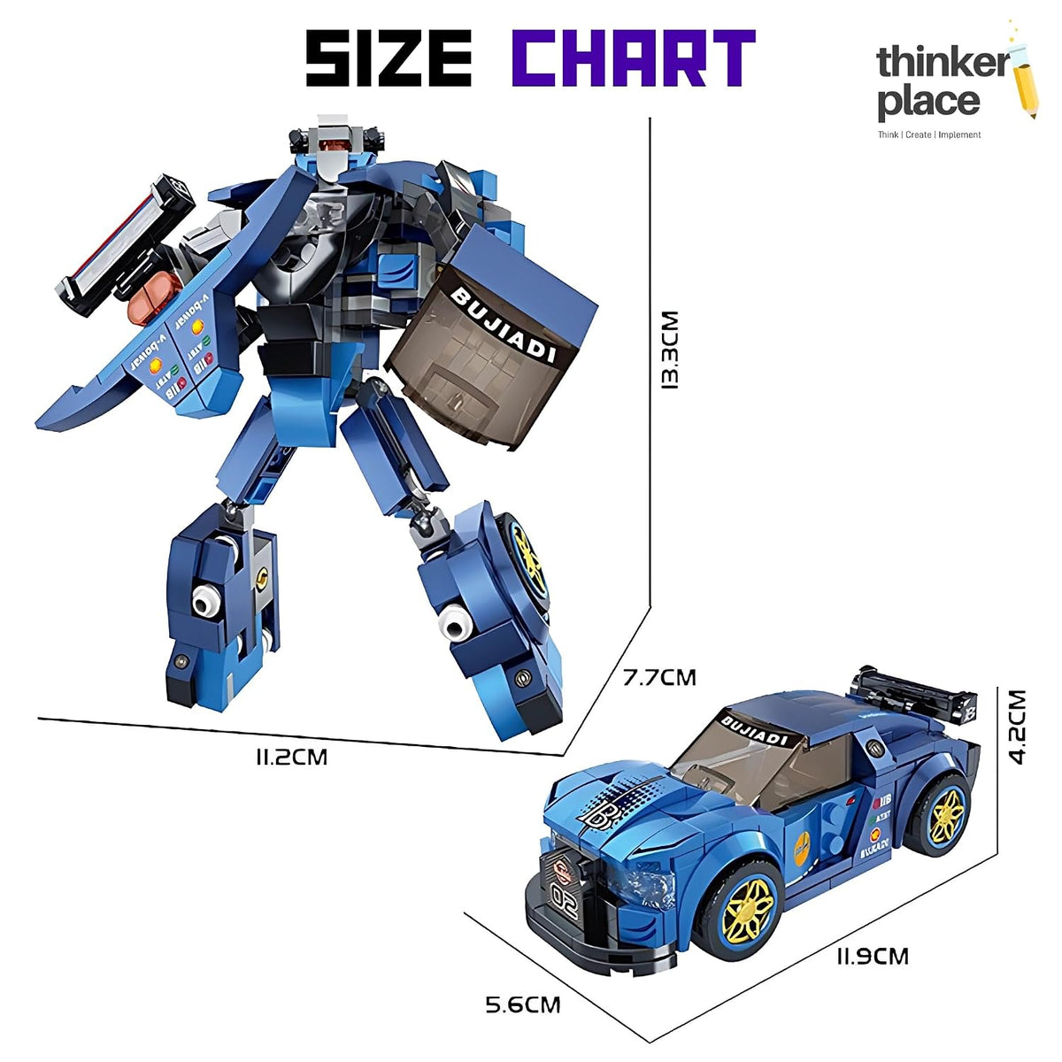 Midnight Thunder Blue 2-in-1 Robot & Sports Car (231 Pieces) | Learn About Machines | Building Block Set for Kids Age 6+ | STEM Educational Toy | Build, Play & Learn