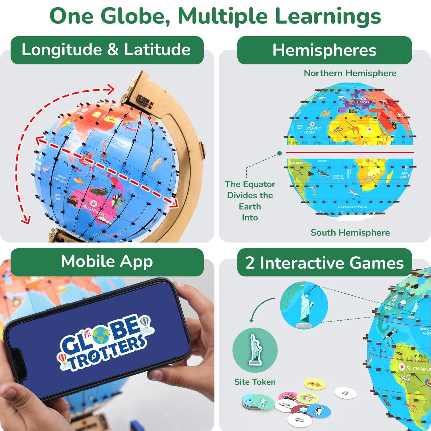 Smartivity Interactive Globe Model for Kids 8-14 Years | Build Your Own Globe with 1000+ Facts on Animals, Monuments & Places | Educational Birthday Gift for Kids