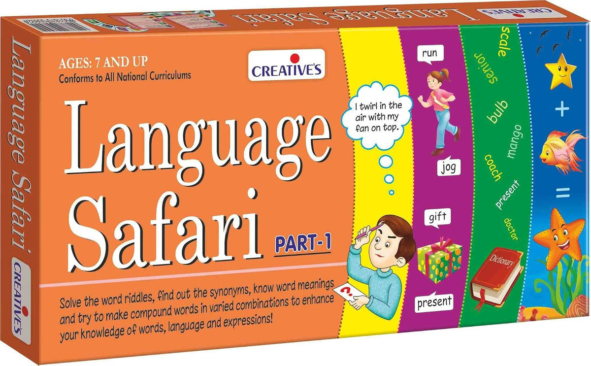 Creative's Language Safari Part-1, Vocabulary Educational Board Games, Word Meanings Synonyms, Compound Words Riddles, 90 Cards 720 Questions, Educational English Language Skills, Ages 7+