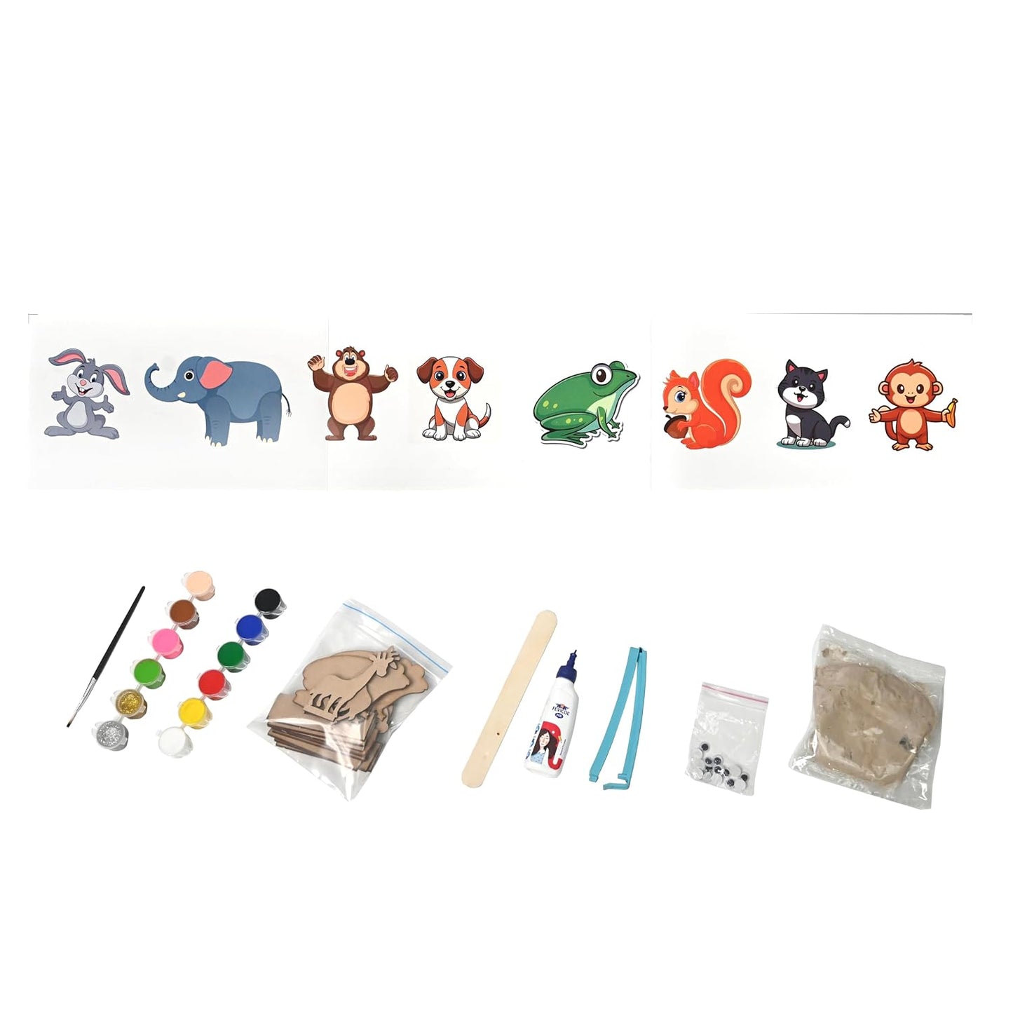 FOLKS WORK Satrang Paper Mache Animal Kingdom, DIY Craft Kit for Kids 5+, 8 Animals with Paint Set and Accessories