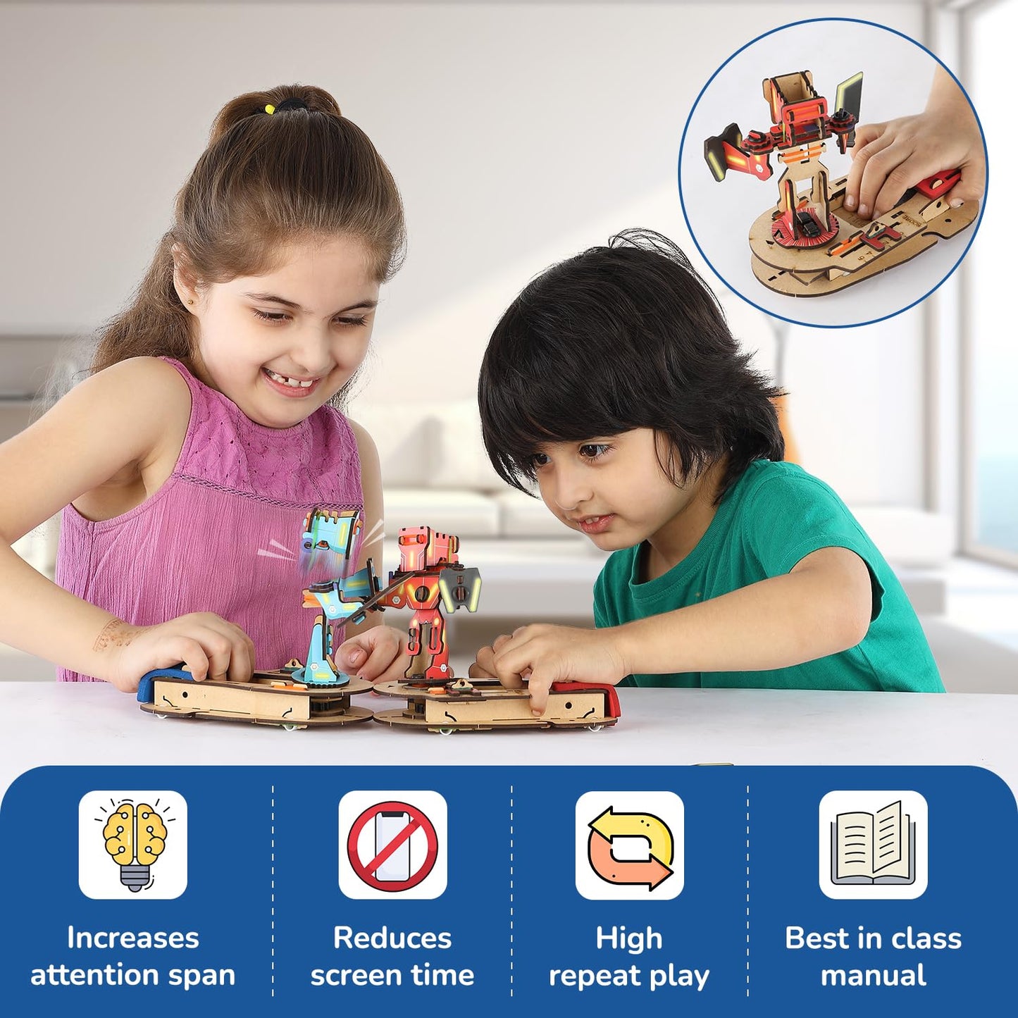 Smartivity 2in1 Fighting Robots Toy for Kids 6-12 Years | Build & Fight with 2 Action Characters | DIY Science Toy | Birthday Gift for Boys & Girls Ages 6-12 Years