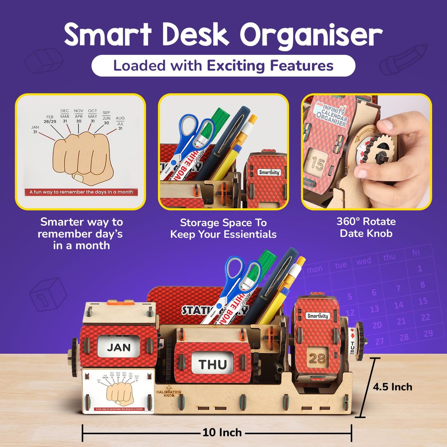 Smartivity DIY Infinity Calendar & Organizer for Kids 8-14 Years | Stationery Organiser with Infinity Calendar | STEM Science Toy | Birthday Gift for Girls & Boys 8-14 Years