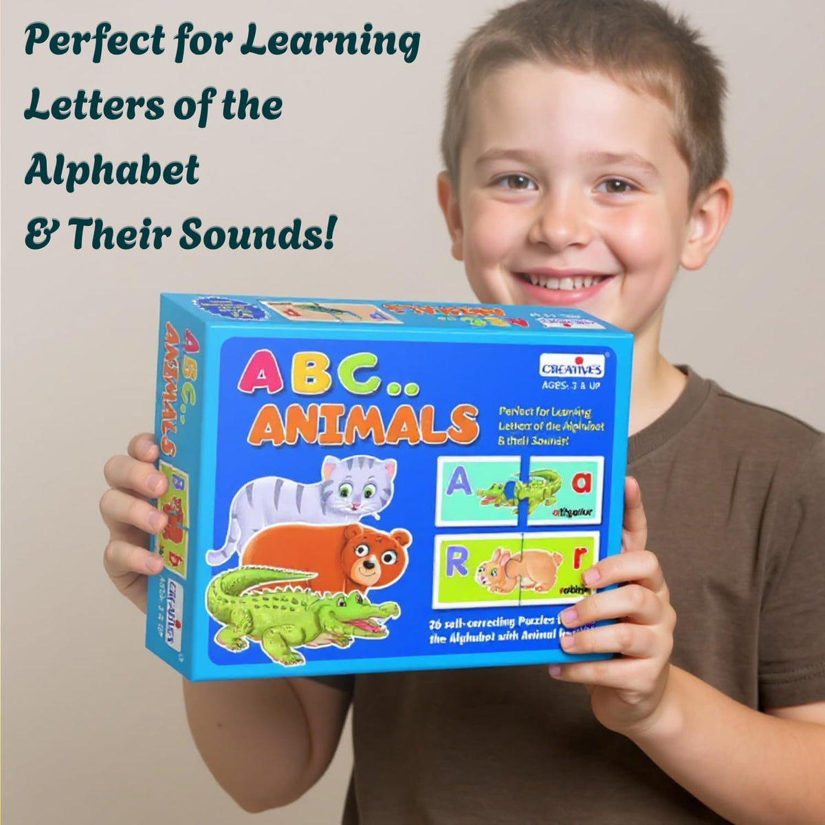 Creative’s ABC Animals, Learn the Alphabet with Animal Names, Early Puzzles, Learning & Educational Puzzles for Kids, Self-Correcting, Letter Sound Recognition, Ages 3 & Up