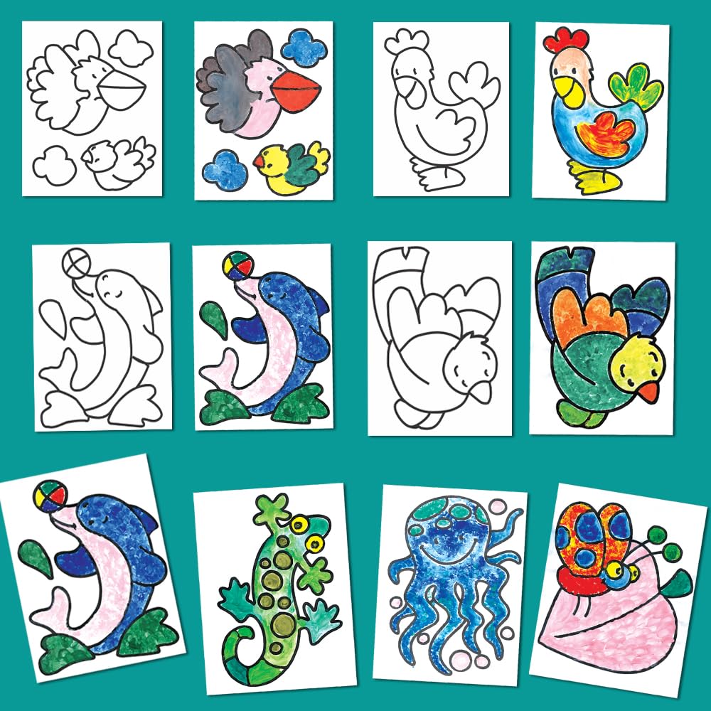 TOYKRAFTT My Little Picasso Finger Painting Kit for Kids 2-5 Years | Non Toxic Child Safe Colours Art Set - DIY Craft Activity Gift for Boys & Girls, Washable Paints & Mess Free Fun