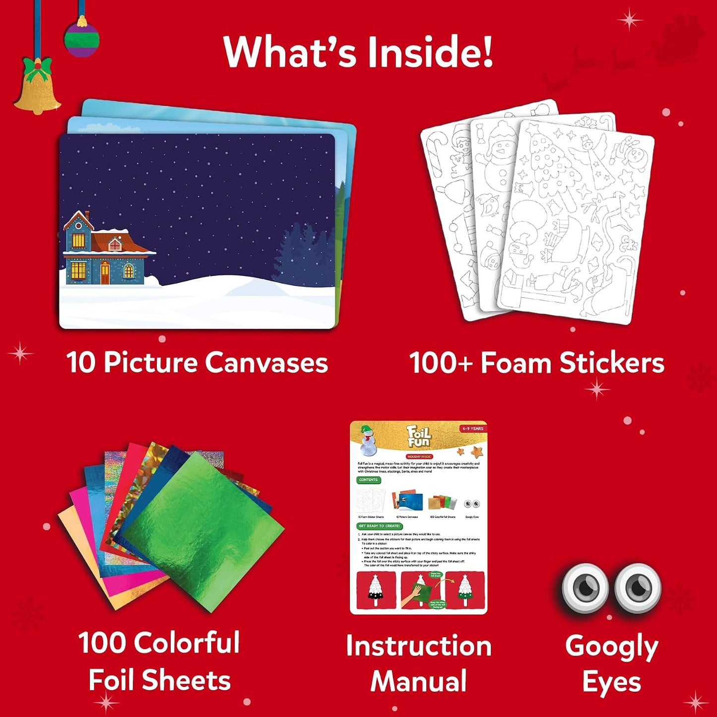 Skillmatics Foil Fun – Holiday Magic, Mess-Free Holiday Art & Craft Kit | DIY Foil Art Activity for Kids, Travel Toys, Gift for Boys & Girls Ages 4, 5, 6, 7, 8, 9