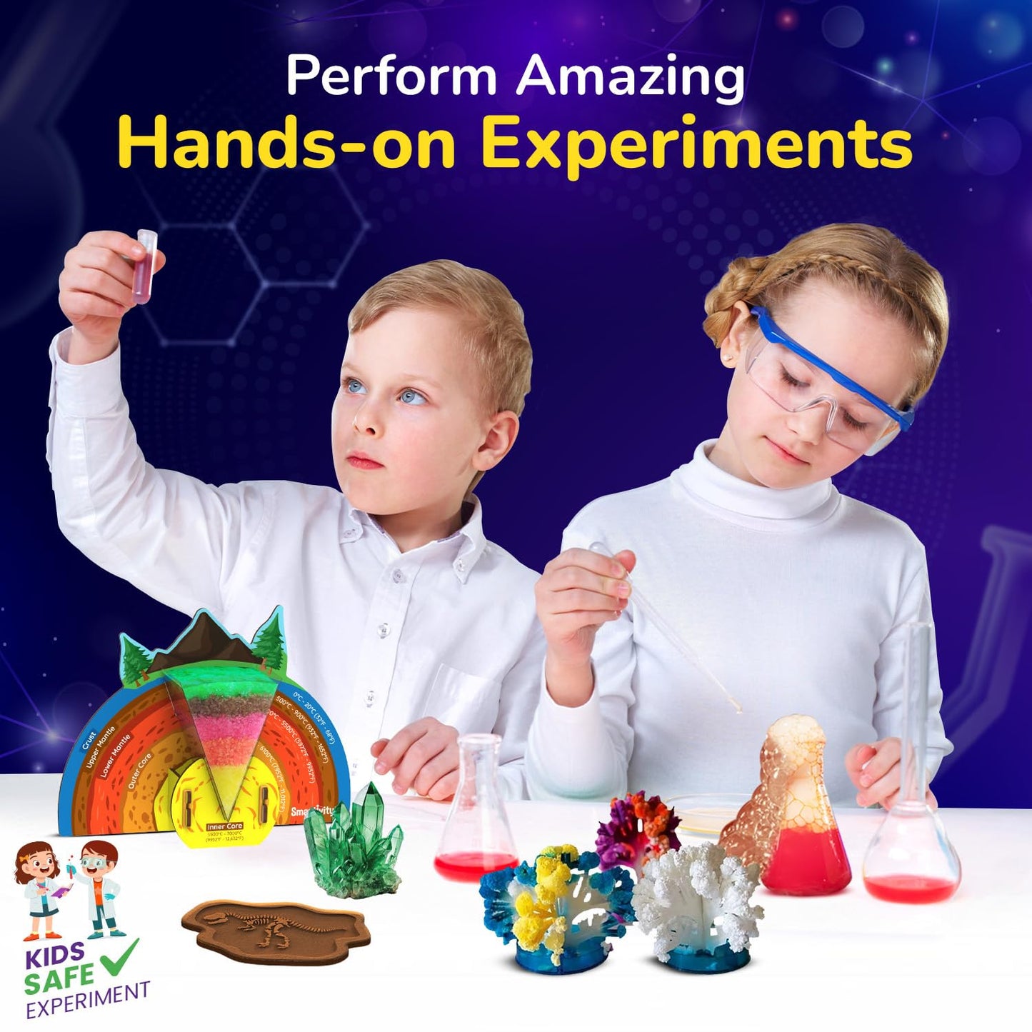 Smartivity Mega Crystal Earth Science Kit for Kids 8-14 Years | Explore Earth, Crystal & Fossilization Concepts | STEM Science Toy | Birthday Gift for Boys & Girls 8-14 Years