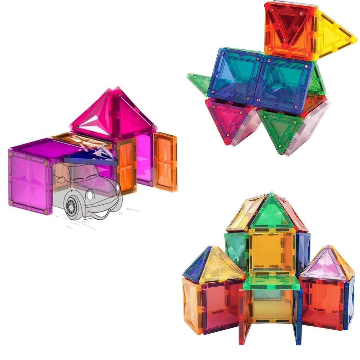 Negi Magnetix -2 16 Pieces for Kids Magnetic Construction Pieces | Isometric Triangles | Equilateral Triangles | Squares | Rectangles for to Imagine & Create in 3D for ..