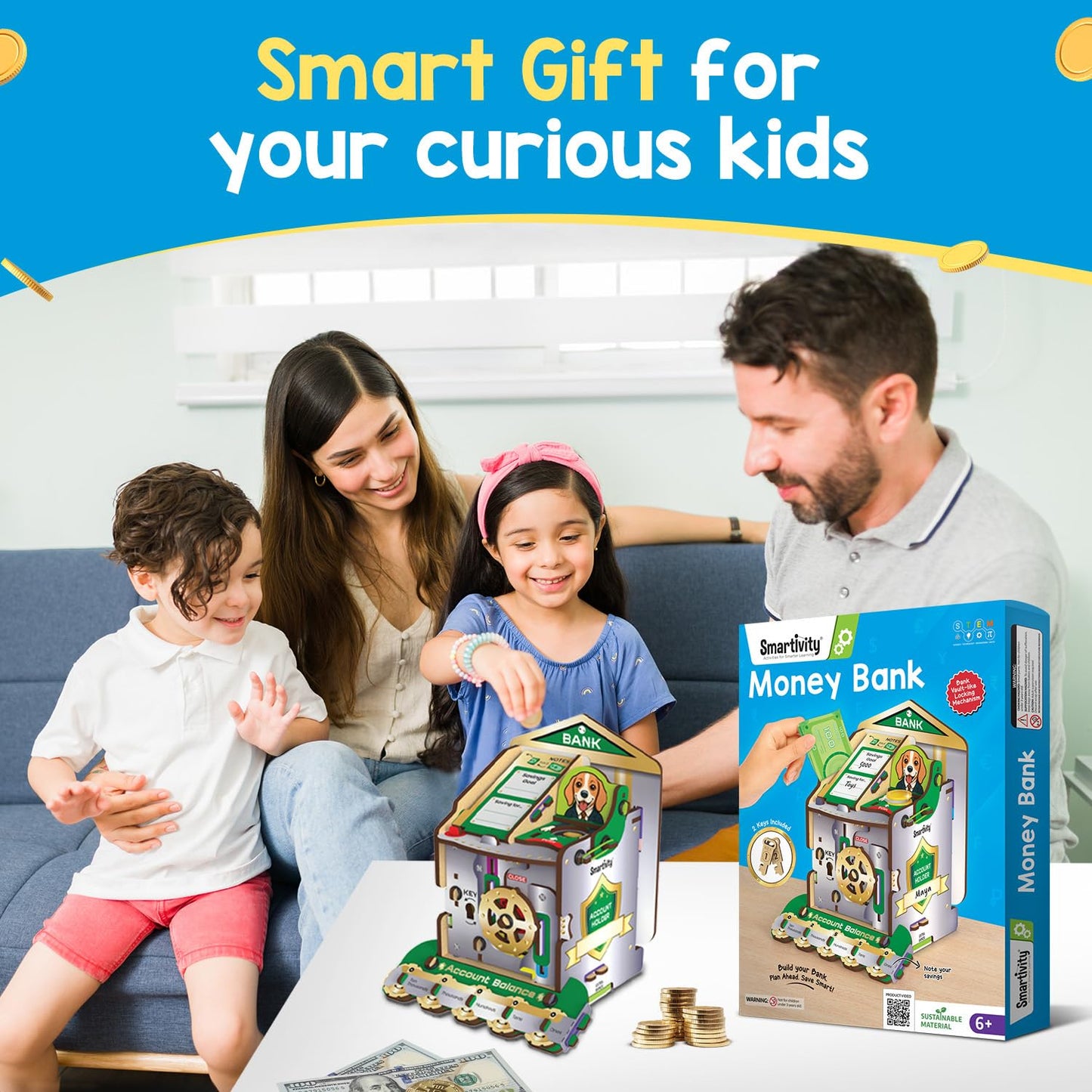 Smartivity DIY Piggy & Money Bank for Kids 6-12 Years | Smart Locking System with 2 Keys | Builds Savings Skills | Birthday Gift for Boys & Girls Ages 6-12 Years