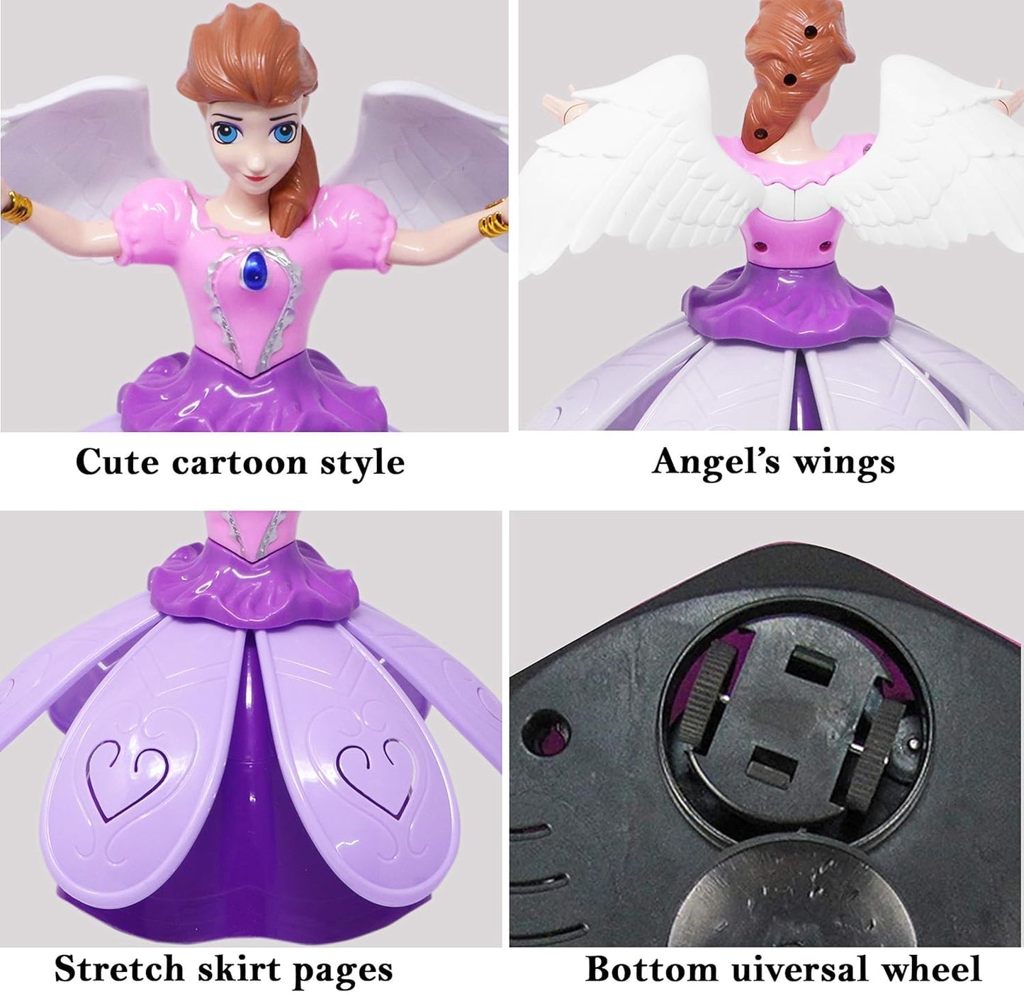 Dancing Doll Princess Musical 360 Degree Rotating Angel Girl Flashing Lights with Music Sound Toy for Kids (Pink Angle Doll) Random Design Dispatch