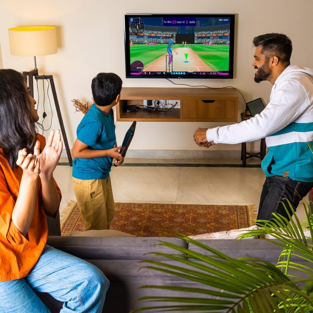 Metashot Smart Cricket Bat Game | Motion Sensor Gaming Bat for TV & Mobile | Indoor Cricket Game | Bluetooth Bat Controller