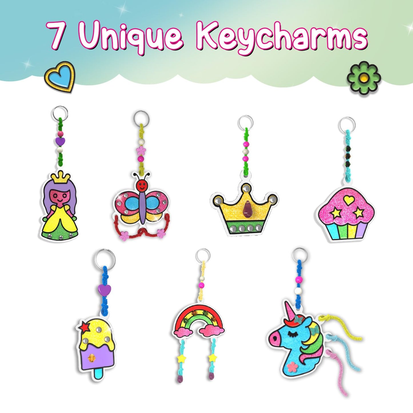Smartivity Window Art Keycharms Glass Painting Kit for Girls 5-10 | Create Princess, Unicorn, Rainbow & Butterfly Sun Catchers | Craft Activity | Birthday Gift for Girls 5-10
