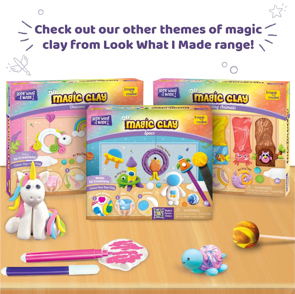 Imagimake Magic Clay | Colour & Create | Solar System Craft Kit |DIY School Projects | Art & Craft Kit | Make 10 Super Clay Creations | Birthday Gift for 5,6,7,8 Year Old Girls & Boys, Multicolor