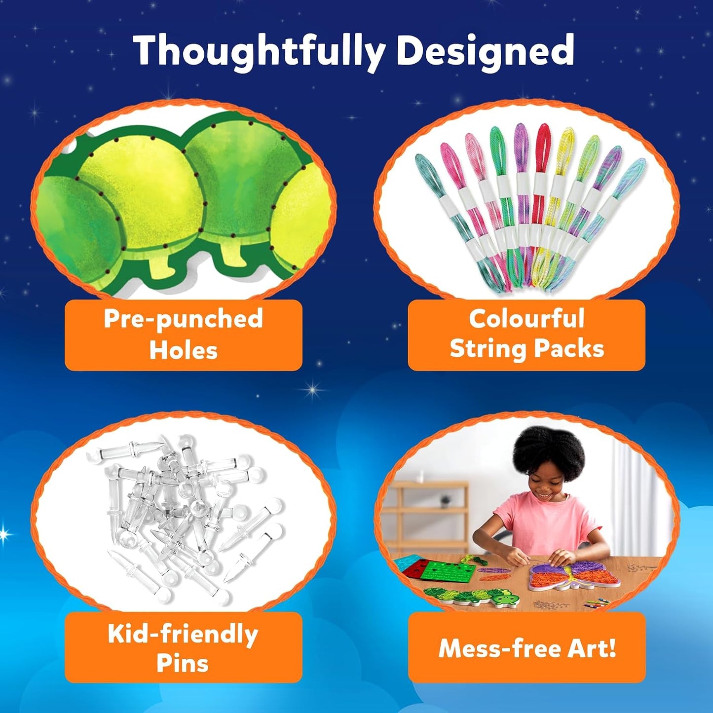 Skillmatics String Art Activity for Kids – Bugs & Butterflies | Mess-Free Art & Craft Kits & Supplies, DIY Decor & Creative Activity, Gifts for Girls & Boys Ages 6, 7, 8, 9, 10, 11, 12