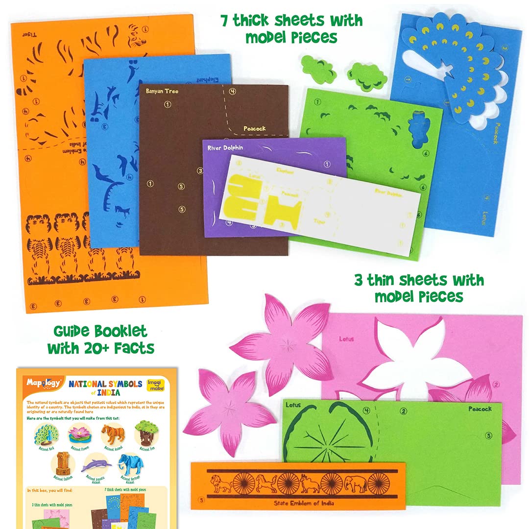 Imagimake Mapology - India Map with Capitals & National Symbols of India, Educational & Learning Aid Kit - Puzzles for Kids for Age 5 Years+, Best Gift for Boys & Girls