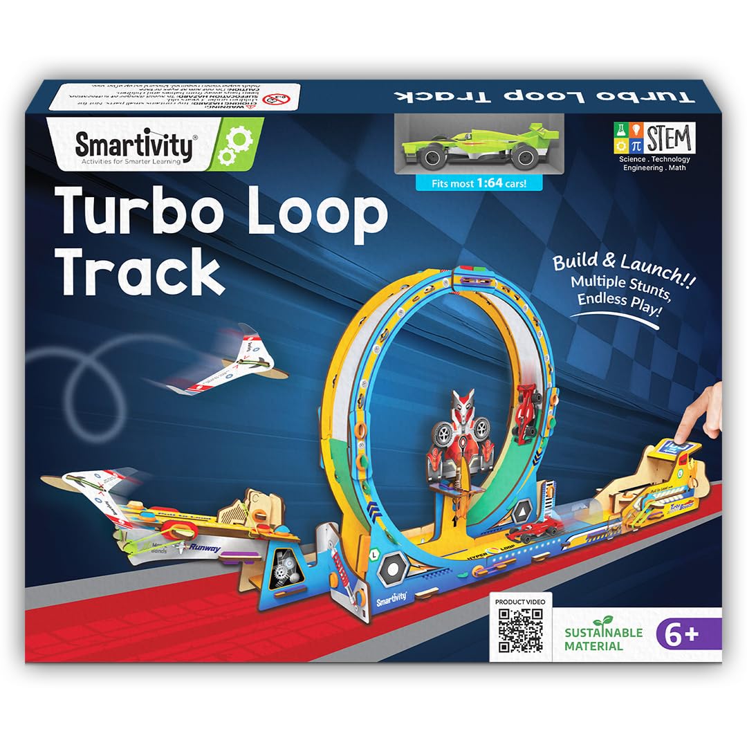 Smartivity High-Speed Race Car Track with Loop for Kids 6-12 | 3in1 Car, Loop & Glider Plane Launcher | Build & Play STEM Toy | Birthday Gift for Boys & Girls Ages 6-12 Years
