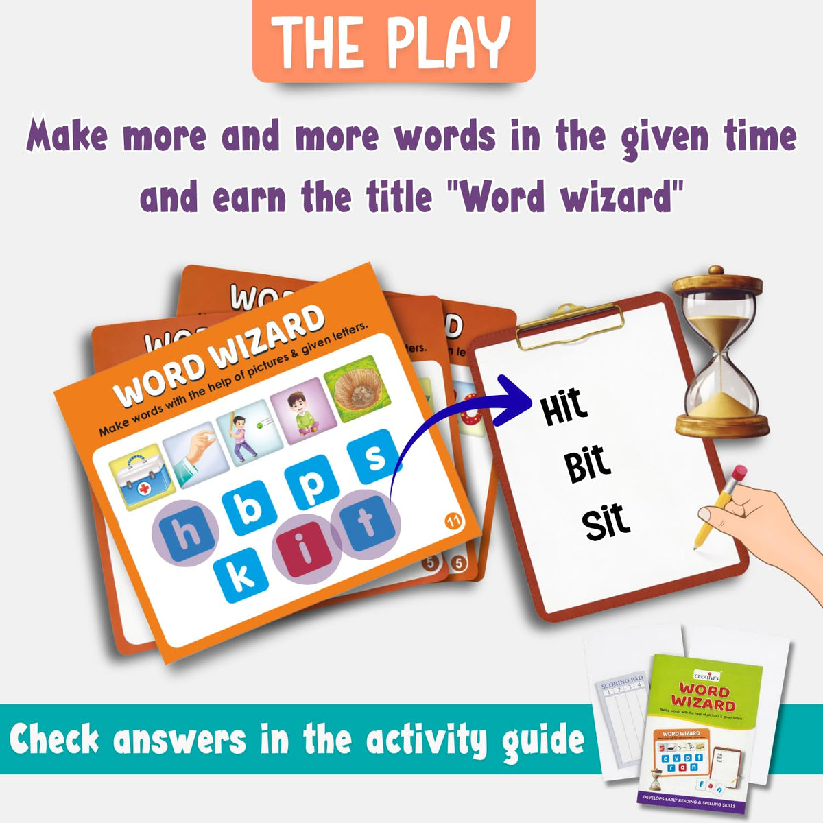 Creative’s Word Wizard Word Building Educational Game for Kids | Spelling & Vocabulary Learning Toy | Preschool Language Development Activity | Screen-Free Learning Game | Age 4+