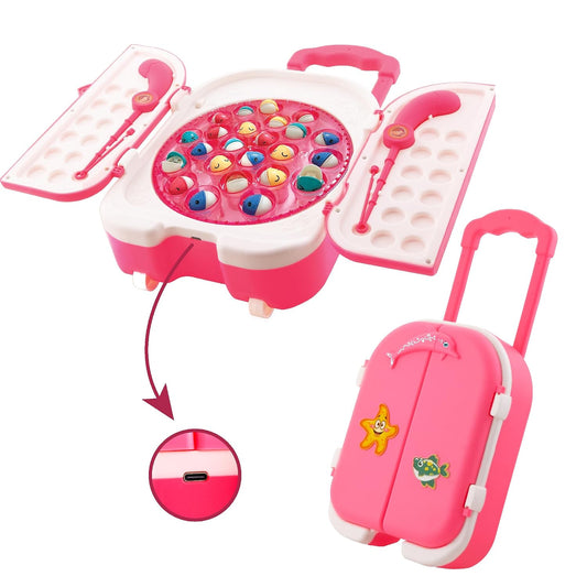 popsugar Rechargeable Magnetic Fishing Game | C-Type Charging | Music & Lights | Best for Gifting | Made in India,U23, Pink,U23, Pink