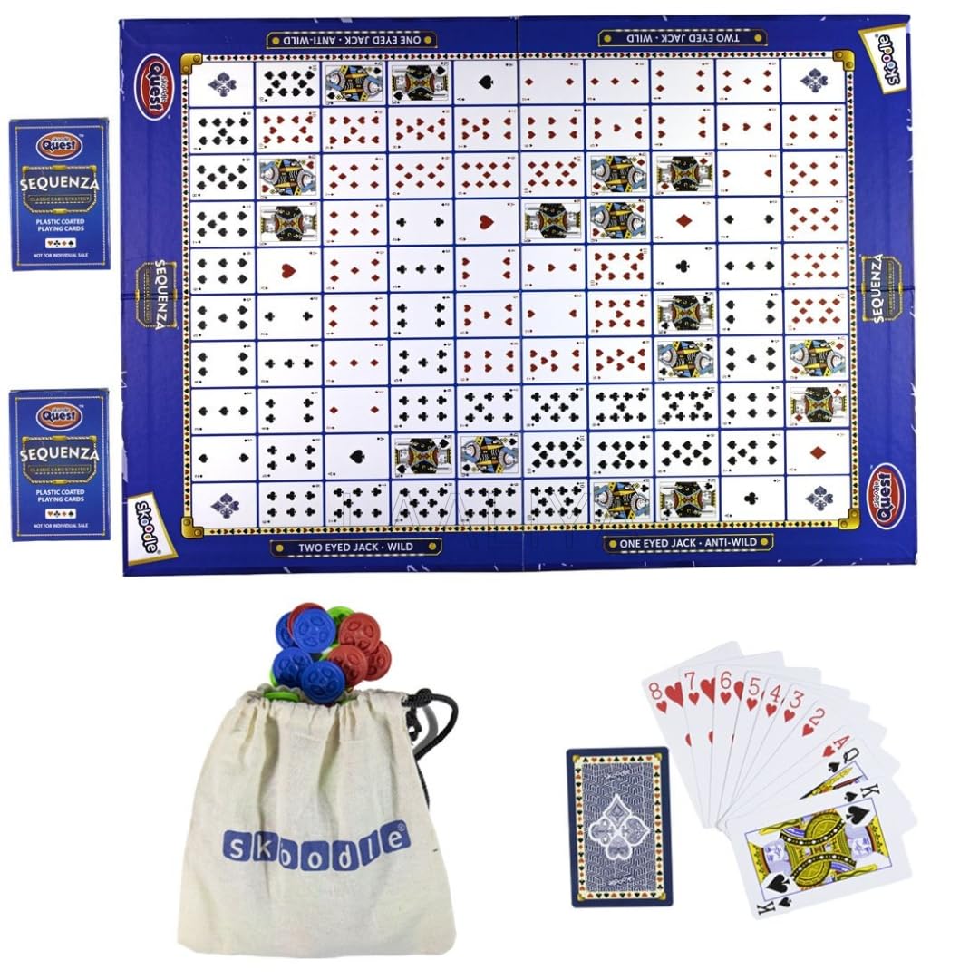 Sequenza Strategy Board Game for Kids & Families | Classic Card and Chip with Playing Cards & Tokens | Fun Sequence-Inspired Game for Parties & Game Nights