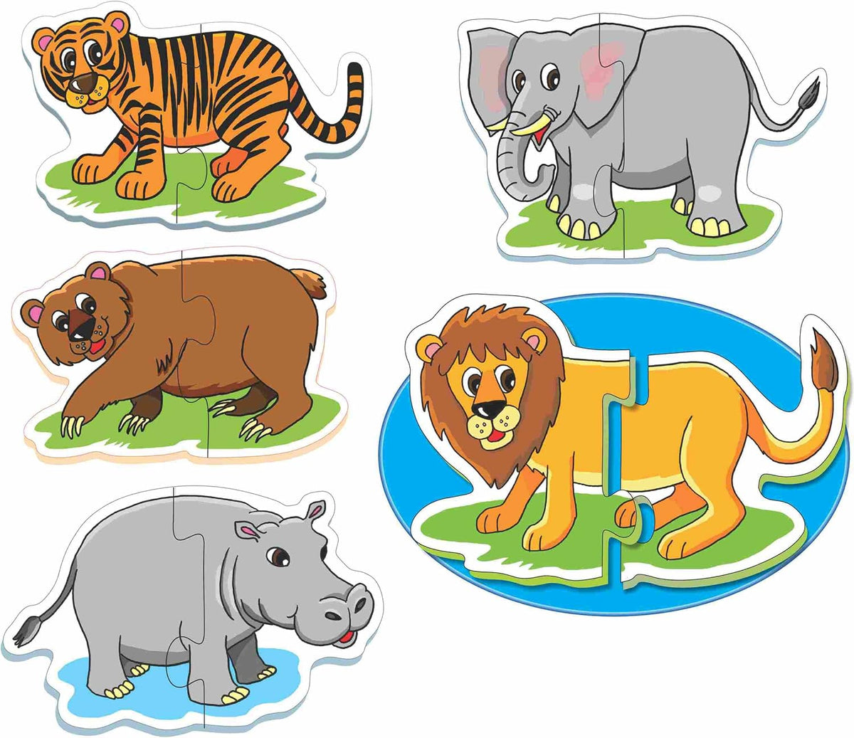 Creative's First Puzzles - Jungle Animals (6 Pieces,Multi-Colour)&Smart Fruits and Vegetables Puzzle, 4 Set of Picture Puzzles with 2 Board,for Kid