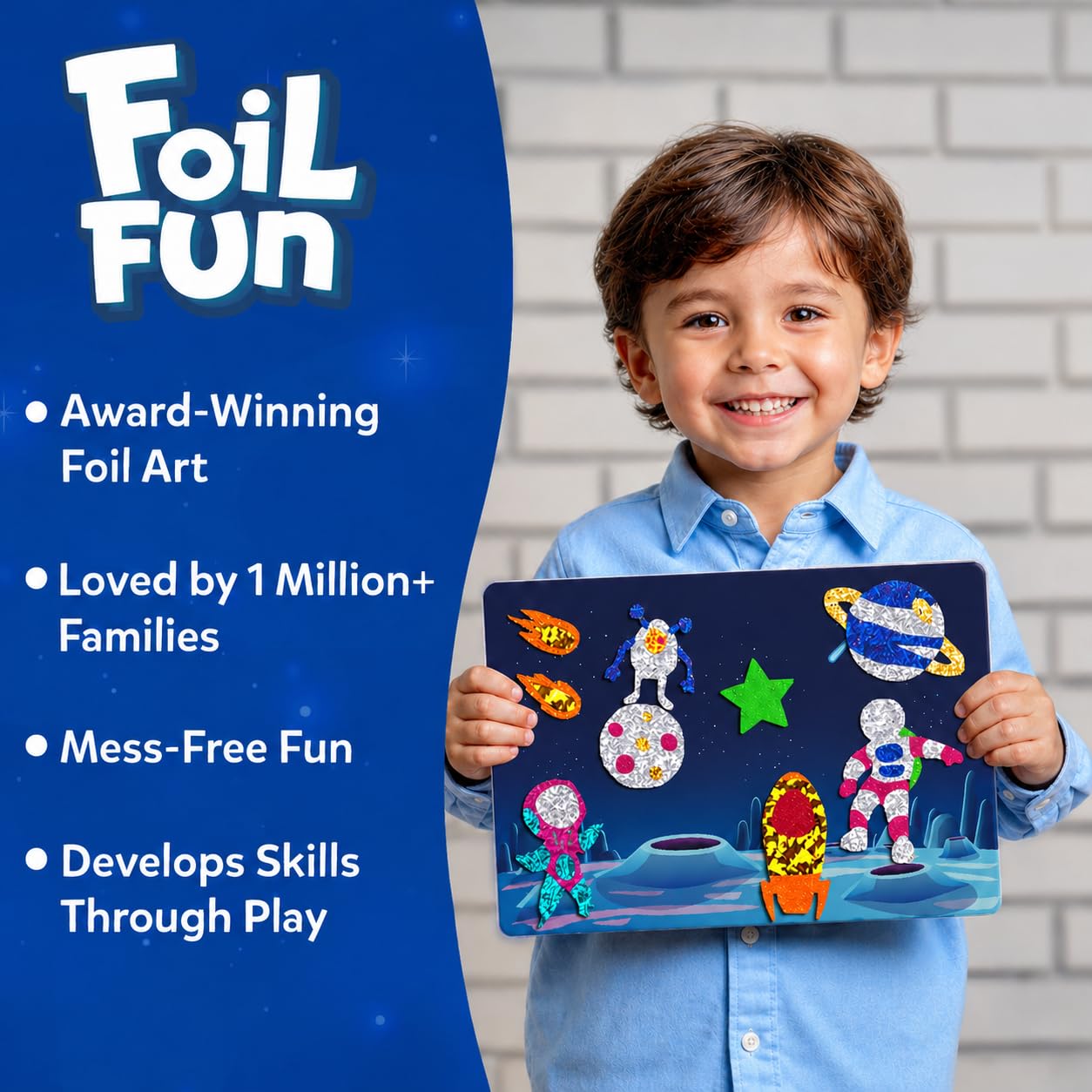 Skillmatics Foil Fun – Space, No Mess Art & Craft Kit for Kids | DIY Creative Activity, Travel Toys, Perfect Gifts for Girls & Boys Ages 4, 5, 6, 7, 8, 9