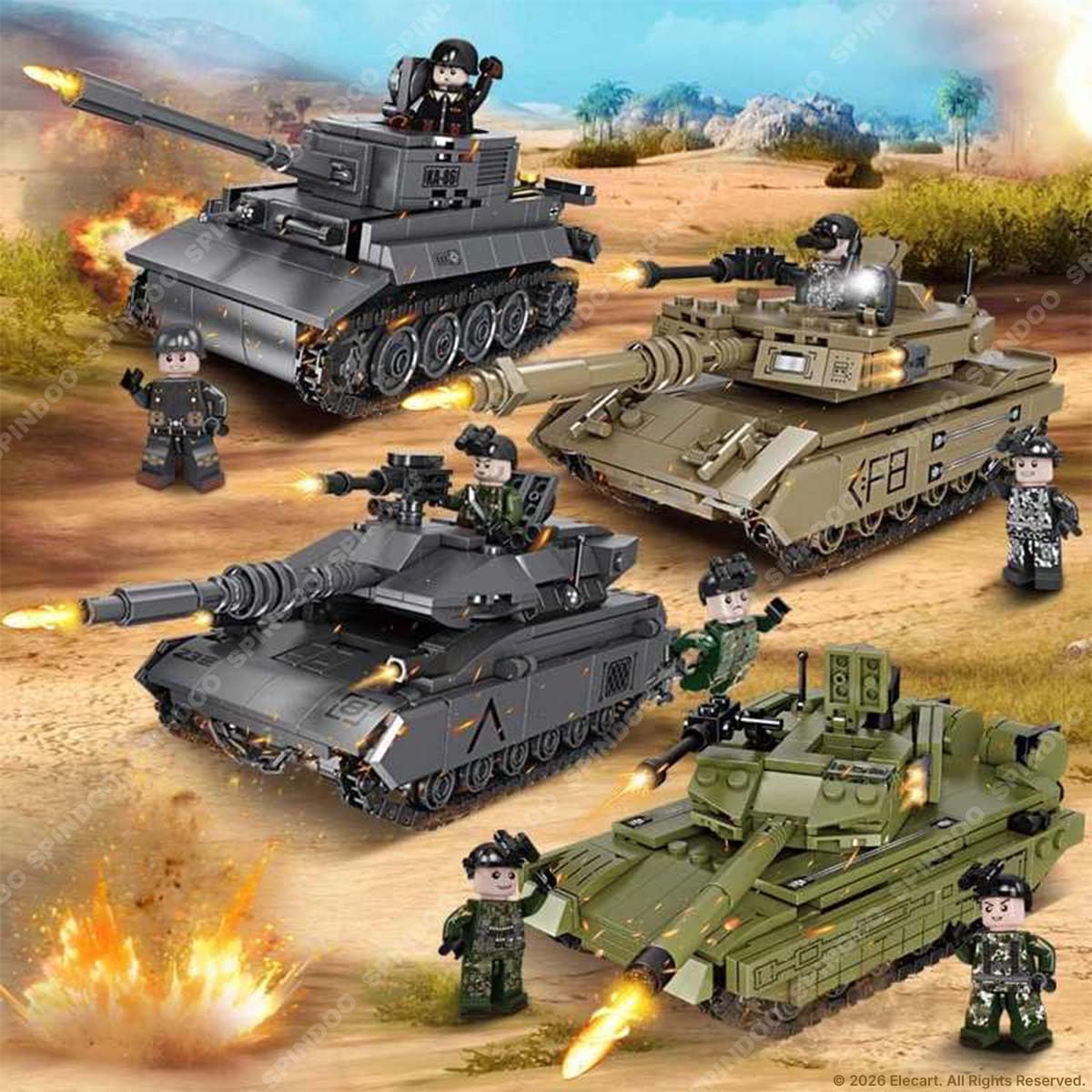 406 PCS Military M1A2 Main Battle Tank Building Block Set | Army Weapon Tank Model Brick Toy | Compatible Construction Bricks | Educational DIY Building Toy Gift for Kids Boys