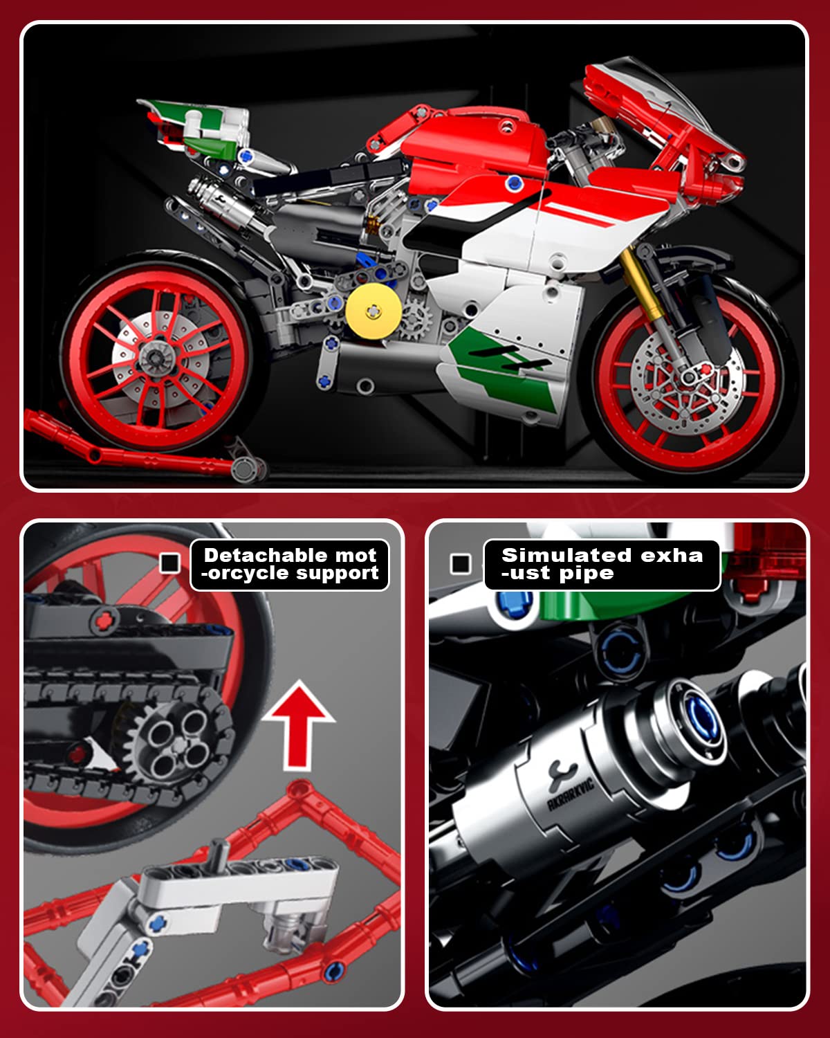 dOvOb Motorcycle V4 Model Building Blocks Set, 803 Pieces, 1:5 Scale, Compatible with Major Brands, Ages 12+